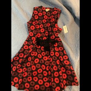NWT Maison Jules Red & Black Flowered Cocktail Dress
